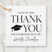 Modern Black Serif Afstuderen Bedankt Bedankjes Labels (Voorkant)