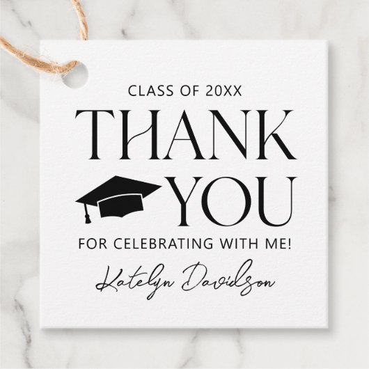 Modern Black Serif Afstuderen Bedankt Bedankjes Labels (Voorkant)