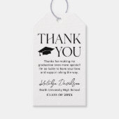 Modern Black Serif Afstuderen Bedankt Cadeaulabel (Voorkant)