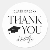 Modern Black Serif Afstuderen Bedankt Ronde Sticker (Voorkant)