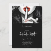 Modern Black Shhh Surprise verjaardagsfeestje Kaart (Voorkant)