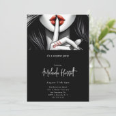 Modern Black Shhh Surprise verjaardagsfeestje Kaart (Staand voorkant)
