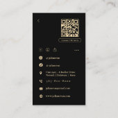 Modern Black Shiny Gold Musician Business Card Visitekaartje (Achterkant)