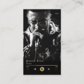 Modern Black Shiny Gold Musician Business Card Visitekaartje (Voorkant)