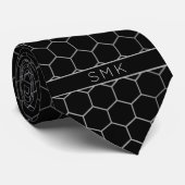 Modern Black Silv Folie Geometrische monogram Stro Stropdas (Opgerold)