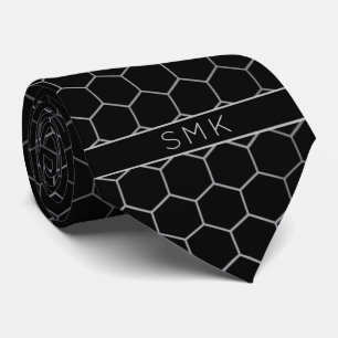 Modern Black Silv Folie Geometrische monogram Stro Stropdas