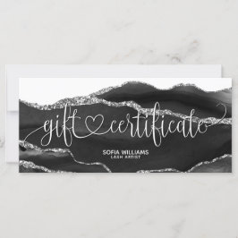 Modern Black Silver Agate Certificate Cadeaubon Ka