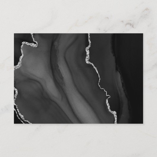 Modern Black Silver Agate Dark Weddenschappen Rece Informatiekaartje (Achterkant)