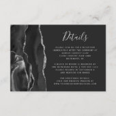 Modern Black Silver Agate Dark Wedding Details Informatiekaartje (Voorkant)