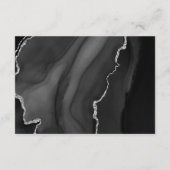 Modern Black Silver Agate Dark Wedding Details Informatiekaartje (Achterkant)