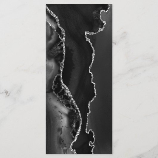 Modern Black Silver Agate Dark Wedding Menu (Achterkant)