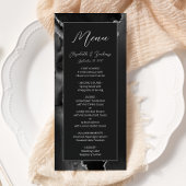 Modern Black Silver Agate Dark Wedding Menu