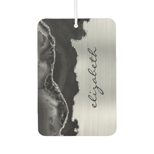 Modern Black Silver Agate Metallic Luchtverfrisser (Voorkant)