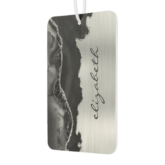 Modern Black Silver Agate Metallic Luchtverfrisser (Links)