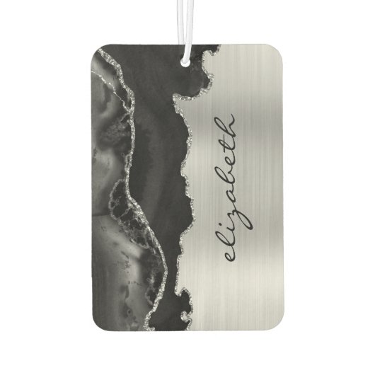 Modern Black Silver Agate Metallic Luchtverfrisser (Achterkant)