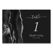 Modern Black Silver Agate Wedding Dark Kaart (Achterkant)