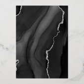 Modern Black Silver Agate Wedding Folie Uitnodiging (Achterkant)