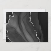 Modern Black Silver Agate Wedding Kaart (Achterkant)