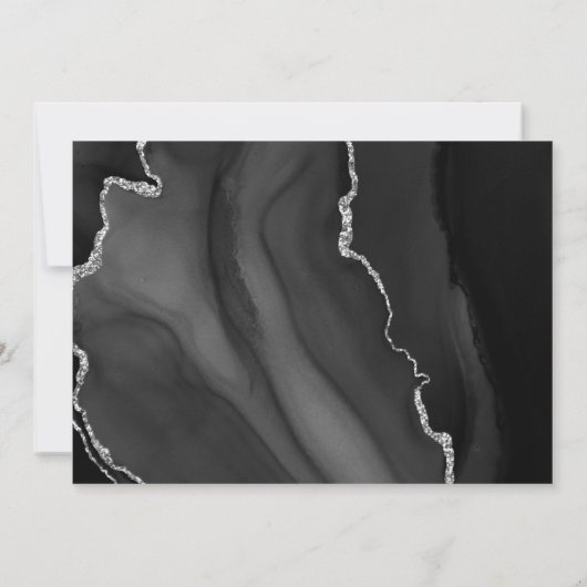Modern Black Silver Agate Wedding Kaart (Achterkant)