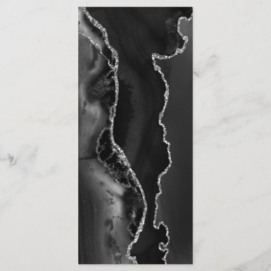 Modern Black Silver Agate Wedding Menu (Achterkant)