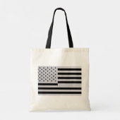 Modern Black & Silver American Flag Brushed Metal Tote Bag (Achterkant)