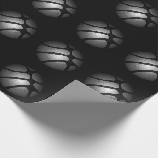 Modern Black Silver Basketball Sportpatroon Cadeaupapier (Hoek)