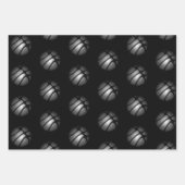 Modern Black Silver Basketball Sportpatroon Inpakpapier Vel (Voorkant 2)