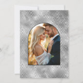 Modern Black & Silver Gatsby Art Deco Wedding Kaart (Achterkant)