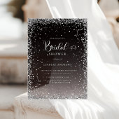Modern Black Silver Glitter Bridal Shower  Acryl Uitnodigingen