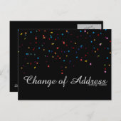 Modern Black Silver Glitter Change of Address Anno Aankondigingskaart (Voorkant / Achterkant)