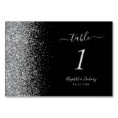 Modern Black Silver Glitter Edge Wedding Kaart (Voorkant)