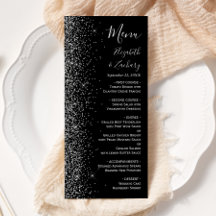 Modern Black Silver Glitter Edge Wedding
