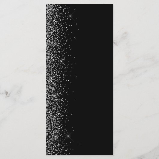 Modern Black Silver Glitter Edge Wedding Menu (Achterkant)