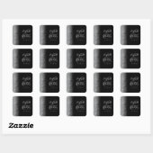 Modern Black Silver Glitter Edge Wedding Vierkante Sticker (Vel)
