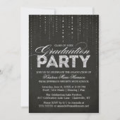 Modern Black & Silver Glitter Graduation Party Kaart (Voorkant)
