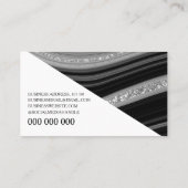 Modern Black Silver Glitter Marble Agate Monogram Visitekaartje (Achterkant)