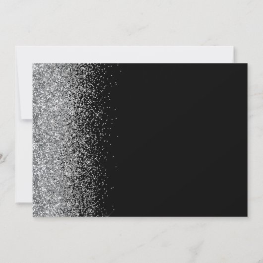 Modern Black Silver Glitter Save the Date Kaart (Achterkant)