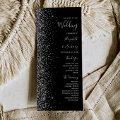 Modern Black Silver Glitter Wedding Programme