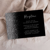 Modern Black Silver Glitter Wedding Reception Informatiekaartje