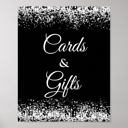 Modern Black Silver Kaarten en Gifts Poster (Voorkant)