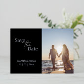 Modern Black Silver Photo Wedding Save the Date Folie Uitnodiging (Staand Voorkant)