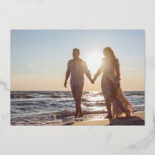 Modern Black Silver Photo Wedding Save the Date Folie Uitnodiging (Achterkant)