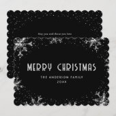 Modern Black Silver Snowflake Snow Christmas Card Feestdagenkaart (Voorkant / Achterkant)