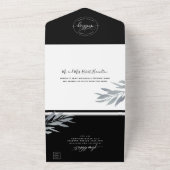 Modern Black & Silver Weddenschap met geperforeerd All In One Uitnodiging (Buitenkant)