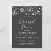 Modern Black Silver Winter Rehearsal Dinner Kaart (Voorkant)