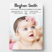 Modern Black Simple Photo Birth Announement Fotoplaat (voorkant)