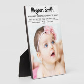 Modern Black Simple Photo Birth Announement Fotoplaat (Zijkant)