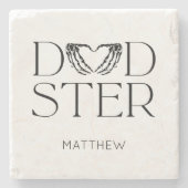 Modern Black Skeleton Scary Dadster Halloween Dad Stenen Onderzetter (Voorkant)