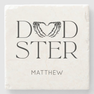 Modern Black Skeleton Scary Dadster Halloween Dad Stenen Onderzetter