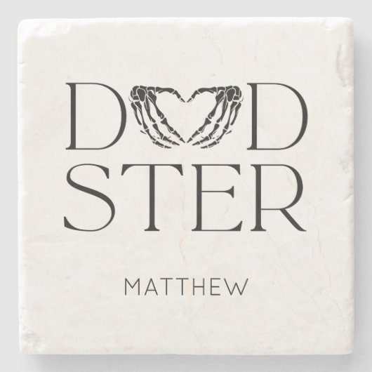 Modern Black Skeleton Scary Dadster Halloween Dad Stenen Onderzetter (Voorkant)